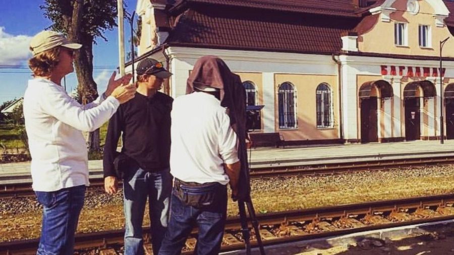 Award-winning documentary film director and writer Richard Trank in Eastern Europe with his crew on the set of “Never Stop Dreaming: The Life and Legacy of Shimon Peres” by Moriah Films, a division of the Simon Wiesenthal Center, to be released on July 13 on Netflix. Credit: Moriah Films.