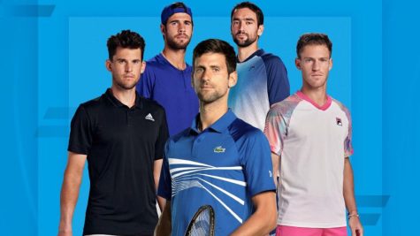 Serbian ace Novak Djokovic (center) will soon take to the courts in Israel. Credit: Courtesy of Tel Aviv Watergen Open.