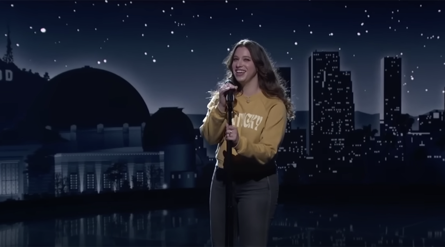 Comedian who went viral after having beer thrown at her makes a very Jewish TV debut on ‘Jimmy Kimmel Live’