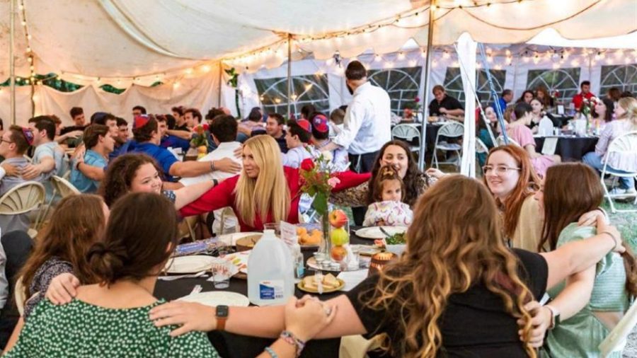 Shabbat and holiday meals are a cornerstone of Chabad on Campus life. During the busy seasons at the University of Kansas, the meals move outdoors into tents with seats for up to 90 students at a time. (All photos taken before the onset of Shabbat and Holidays)