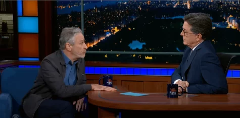 Jon Stewart gave a funny, perceptive analysis of recent antisemitism scandals on “The Late Show with Stephen Colbert.” Image by YouTube