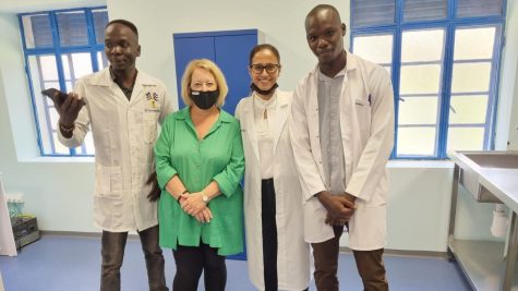 Odeda Benin-Goren, second from left, and Dr. Hadas Stiner with two doctors in Juba Teaching Hospital, South Sudan. Photo courtesy of Odeda Benin-Goren