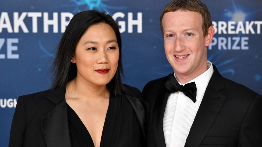 Priscilla Chan and Mark Zuckerberg attend the 2020 Breakthrough Prize Red Carpet at NASA Ames Research Center in Mountain View, California on Nov. 3, 2019 (Ian Tuttle/Getty Images for Breakthrough Prize).