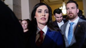 Rep. Anna Paulina Luna (R-Fla.) with husband Andy Gamberzky are seen after President Joe Biden's State of the Union address to a joint session of Congress on Capitol Hill on Tuesday, February 7, 2023 in Washington, DC. (Photo by Jabin Botsford/The Washington Post via Getty Images)