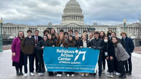 High school students from Congregation Shaare Emeth, in front of the Capitol building in Washington, D.C  