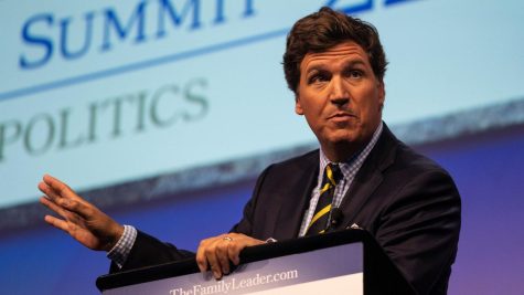 Tucker Carlson, Fox News host, speaks during the FAMiLY Leadership Summit at the Community Choice Credit Union Convention Center Friday, July 15, 2022 in Des Moines.