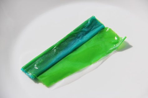 A fruit roll up, green.