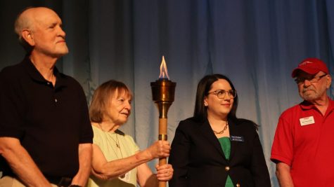 The official torch lighting of the St. Louis Senior Olympics. 