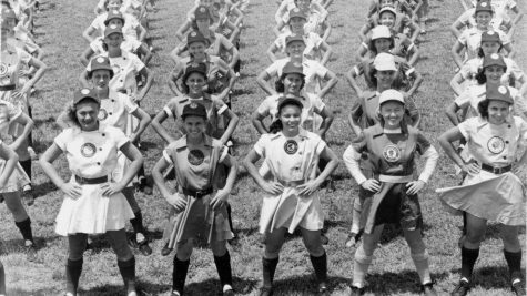 Members of the All-American Girls Professonial Baseball League do calisthenics in Opa-Locka Florida, 1948. Credit: State Archives of Florida. 