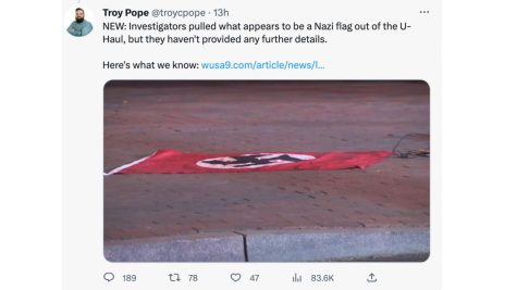 Image of Nazi Flag from Twitter post from WUSA9s Troy Pope