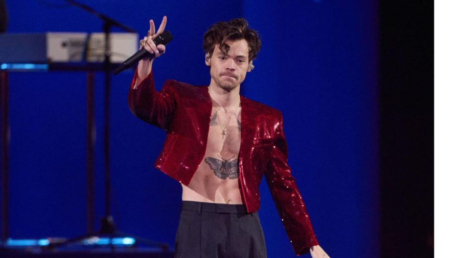 Harry Styles performs at the Brit Awards in the O2 Arena in London, Feb. 11, 2023. (Gareth Cattermole/Gareth Cattermole/Getty Images)