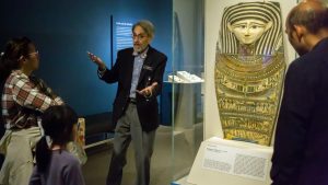 Docent Bill Sitzer conducting a Interfaith Art Tour as the St. Louis Art Museum, in 2019.