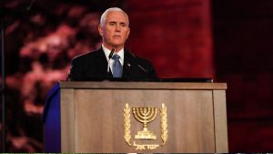Vice President Mike Pence makes remarks at the Fifth World Holocaust Forum for the 75th Anniversary of the Liberation of Auschwitz-Birkenau at the Yad Vashem in Jerusalem, Thursday, Jan. 23, 2020