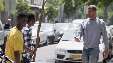Shlomi Bertonov, right, as Ben in Concerned Citizen.