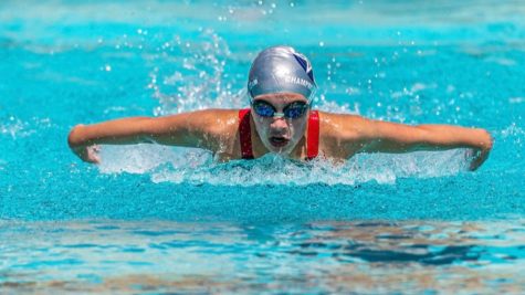 Alyssa Weisenberg swimming butterfly last year at Maccabi San Diego.