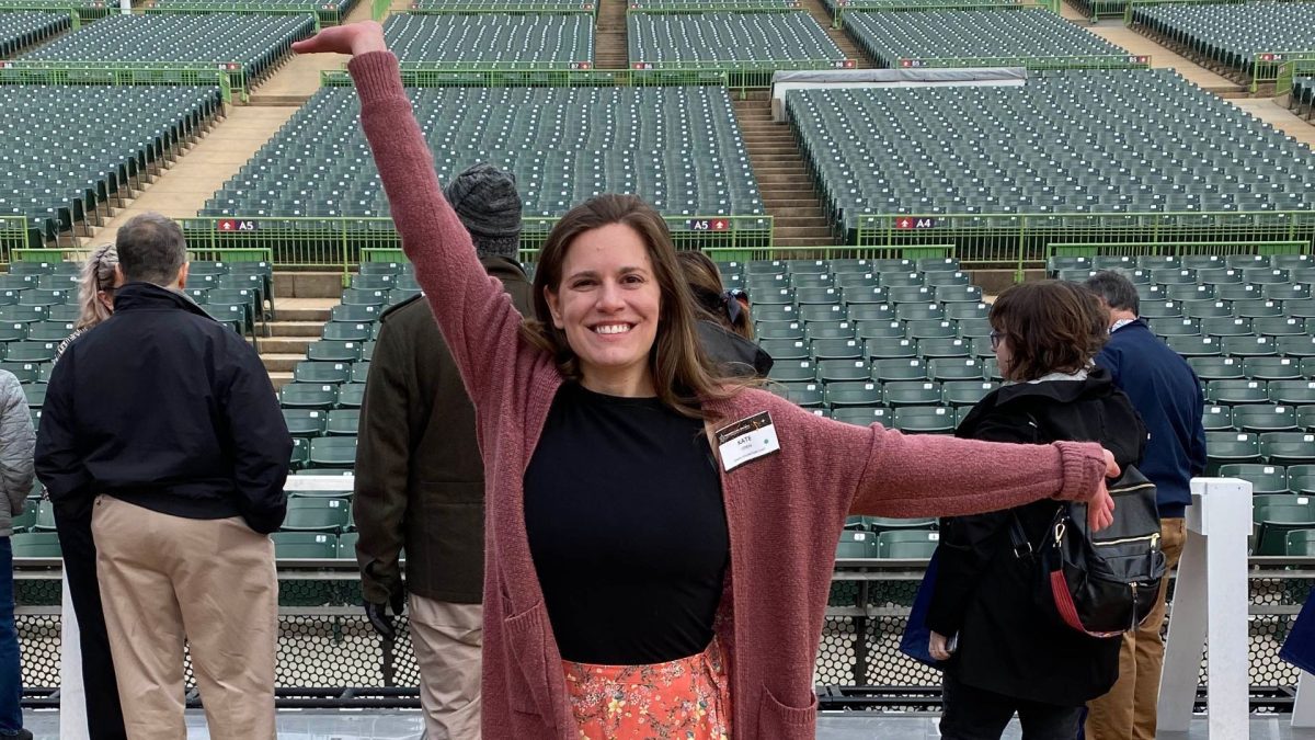 Kate Coen, 33, pictured above at the Jewish Federation of St. Louis Professional Society Thank You event at The Muny on April 30, 2023
 