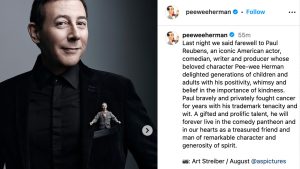 Paul Reubens' estate announced his passing on the actors official Instagram page. 