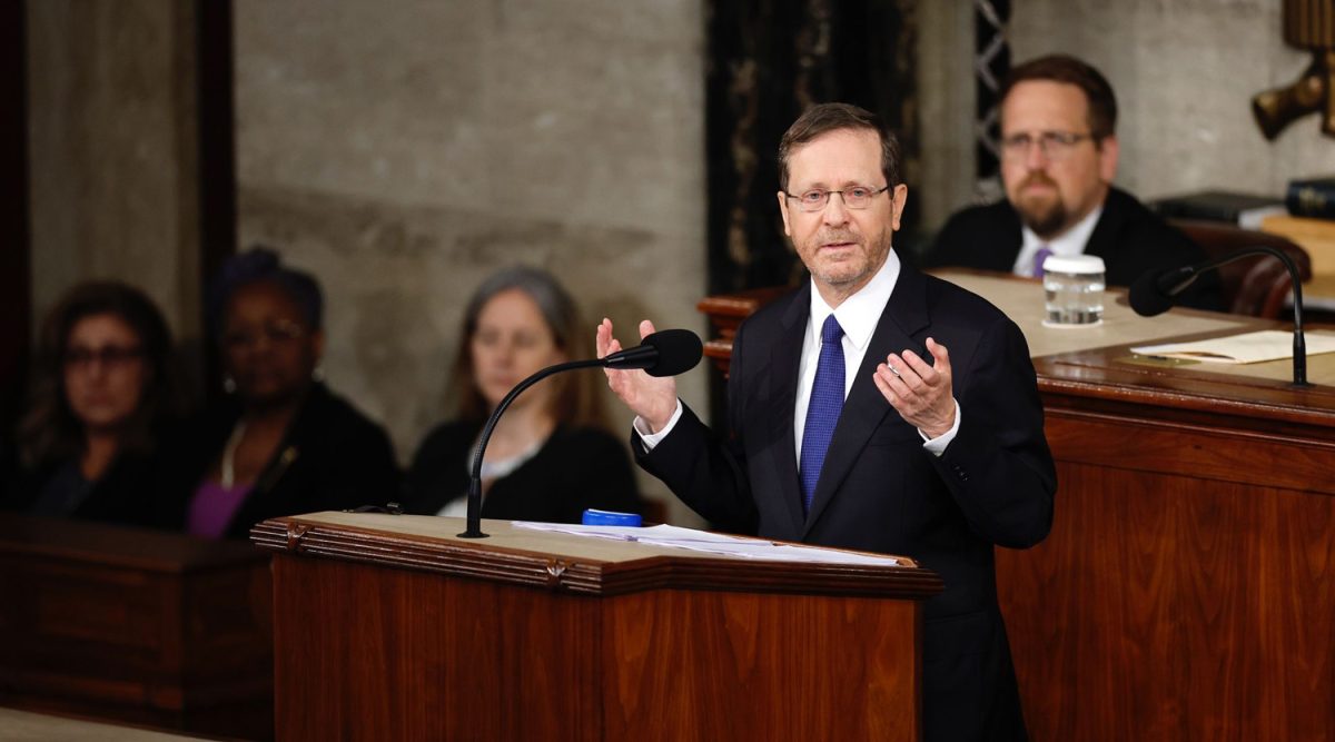Israeli President Isaac Herzog addresses a joint meeting of the U.S. Congress at the U.S. Capitol, July 19, 2023. (Chip Somodevilla/Getty Images)