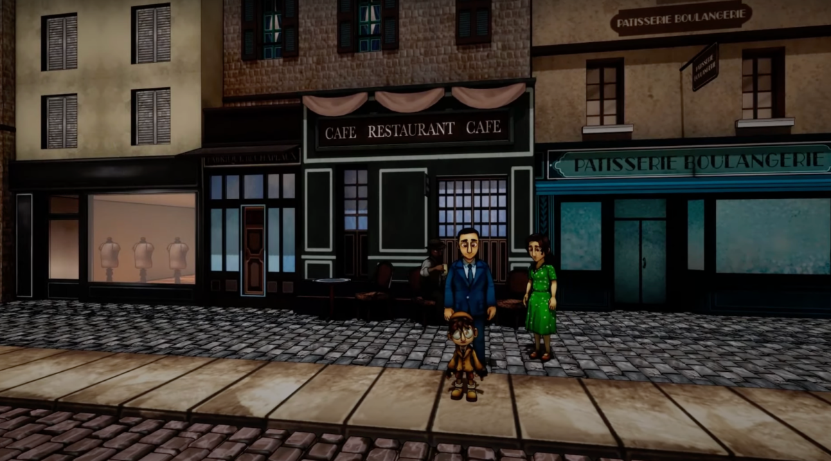 An image from “The Light in the Darkness,” a video game designed by Luc Bernard to teach players about the Holocaust. Bernard released the game in 2023 after 15 years of development. (Voices of the Forgotten via YouTube)