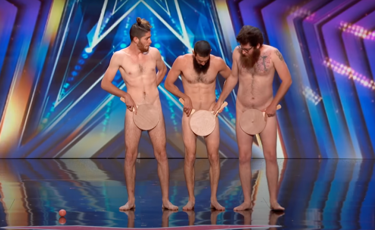 The Israeli circus troupe Bomba performs on NBCs Americas Got Talent. (Screenshot from YouTube)