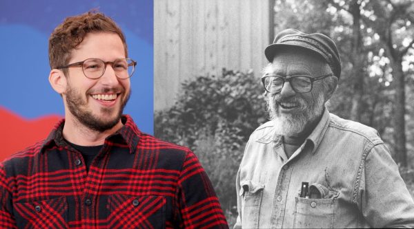 Jewish actor and comedian Andy Samberg, left, portrays World War II photographer David E. Scherman, right in the biographical film Lee. 