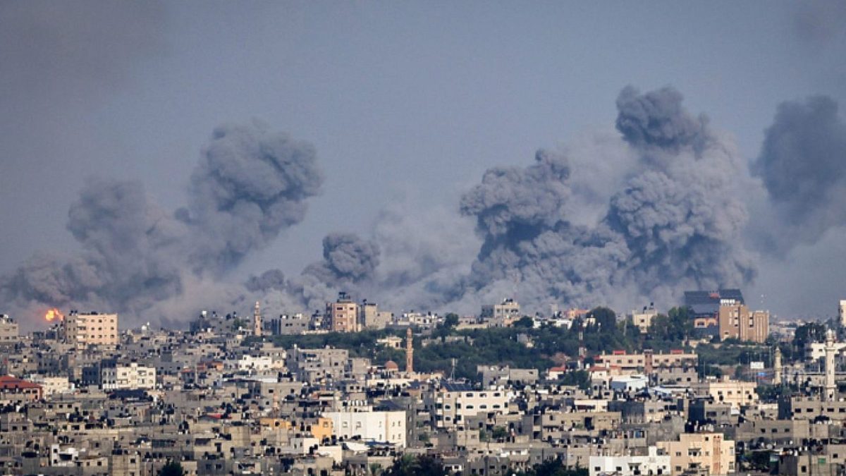 Smoke rises after Israeli air strikes near the border east of Rafah city in the southern Gaza Strip, Oct. 8, 2023. 
