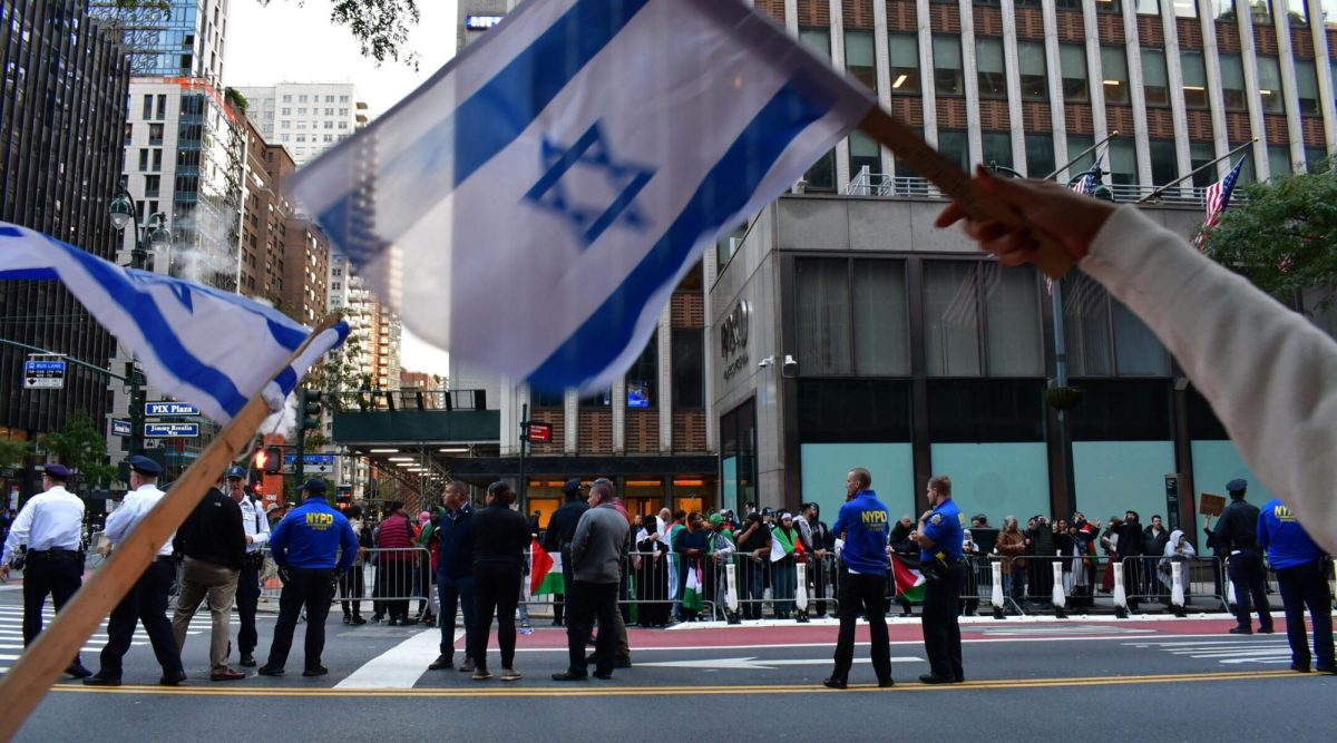 Pro-Israel demonstrators faced off against pro-Palestinian demonstrators in the streets of New York City, one day after a Hamas attack on Israel, Oct. 8, 2023. 
