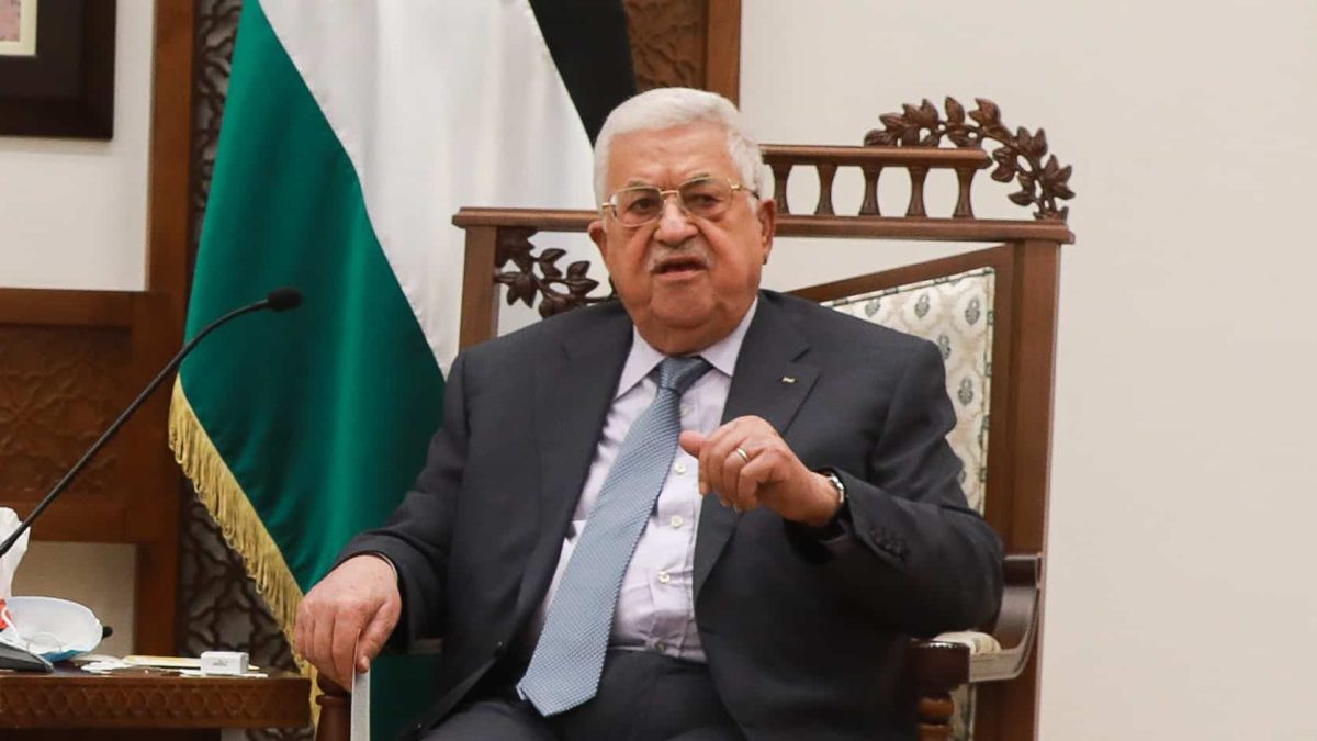 Palestinian Authority leader Mahmoud Abbas at a meeting with U.S. Secretary of State Antony Blinken in Ramallah, May 25, 2021. 

