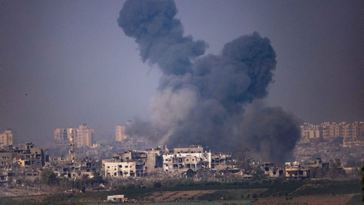 Israel Air Force strikes on terrorist targets in the Gaza Strip, as seen from the Israeli side of the border, Oct. 28, 2023. 