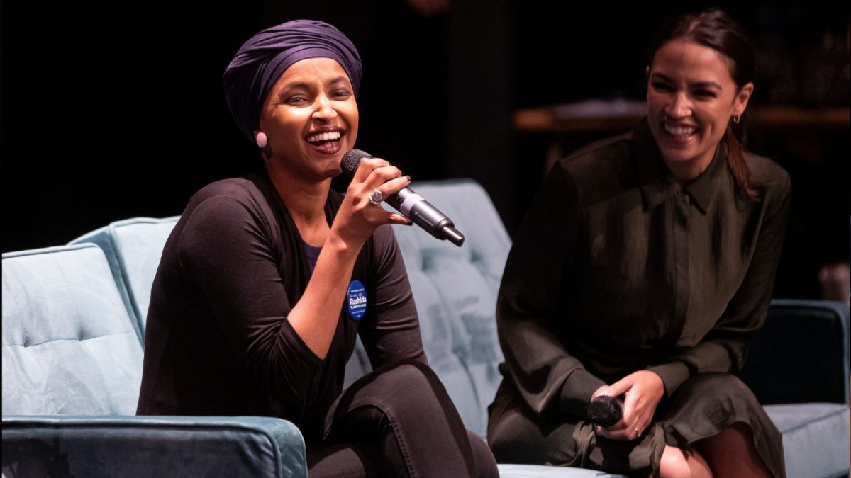 Congresswomen Ilhan Omar, and Alexandria Ocasio-Cortez at the squad rally in Detroit at Cass Technical High School to gather support for upcoming primaries on Sunday, July 24, 2022. The Squad Rally