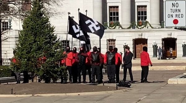 Neo-Nazi marchers parade in Madison, Wisconsin on Saturday, Nov. 18, 2023. (Courtesy)