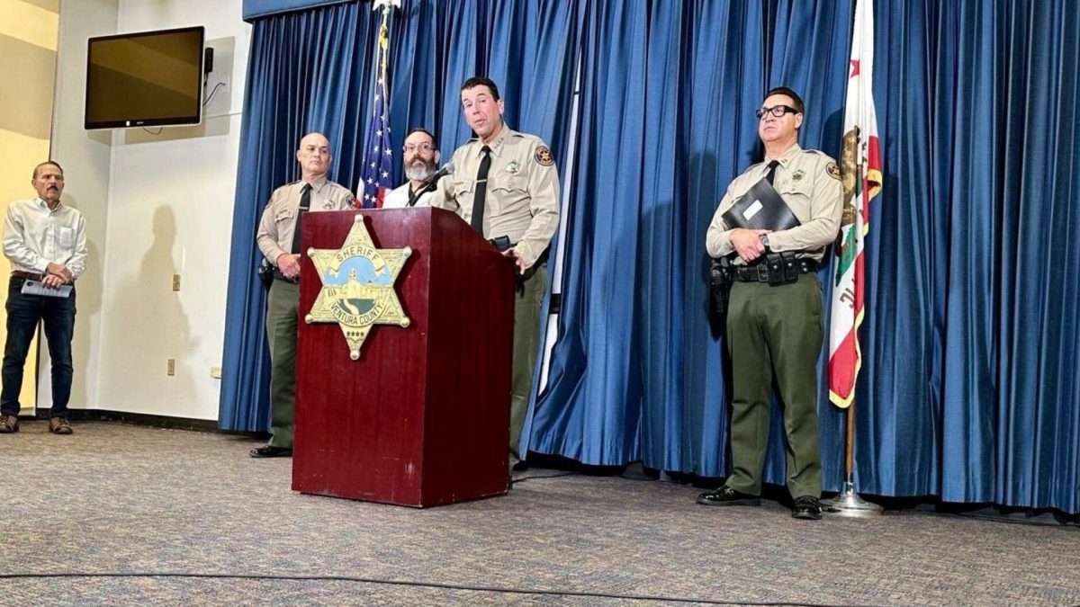 Sheriff James Fryhoff of Ventura County, California, speaks at a press conference about the death of Paul Kessler, Nov. 7, 2023. 