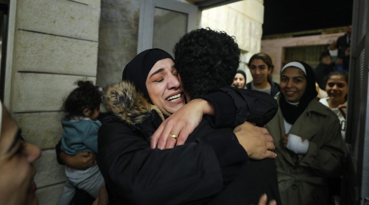 Freed Palestinian convict arrives to his home in East Jerusalem, after being released earlier today as part of a deal between Israel and Hamas, Nov. 28, 2023. Photo (Jamal Awad/Flash90)