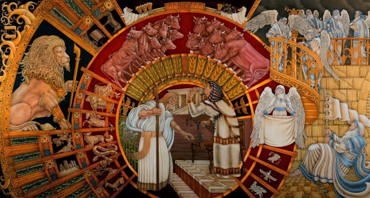 One of Mauricio Avayus 40 murals depicting key moments in the Torah is displayed at the Jeffrey D. Schwartz & Na Tang Jewish Taiwan Cultural Association center in Taipei. 