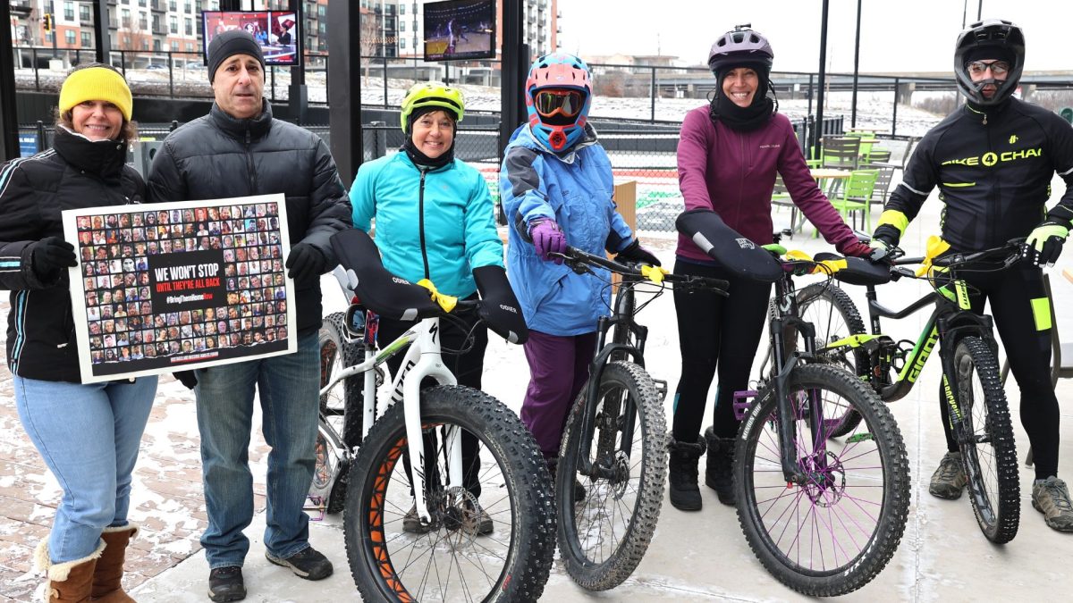 Mountain bikers brave freezing temps to mark 100 days since Hamas attack