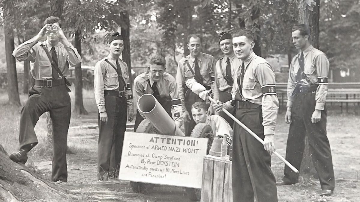 Uniformed members of the German American Bund at camp Siegfried in Yaphank Long Island

