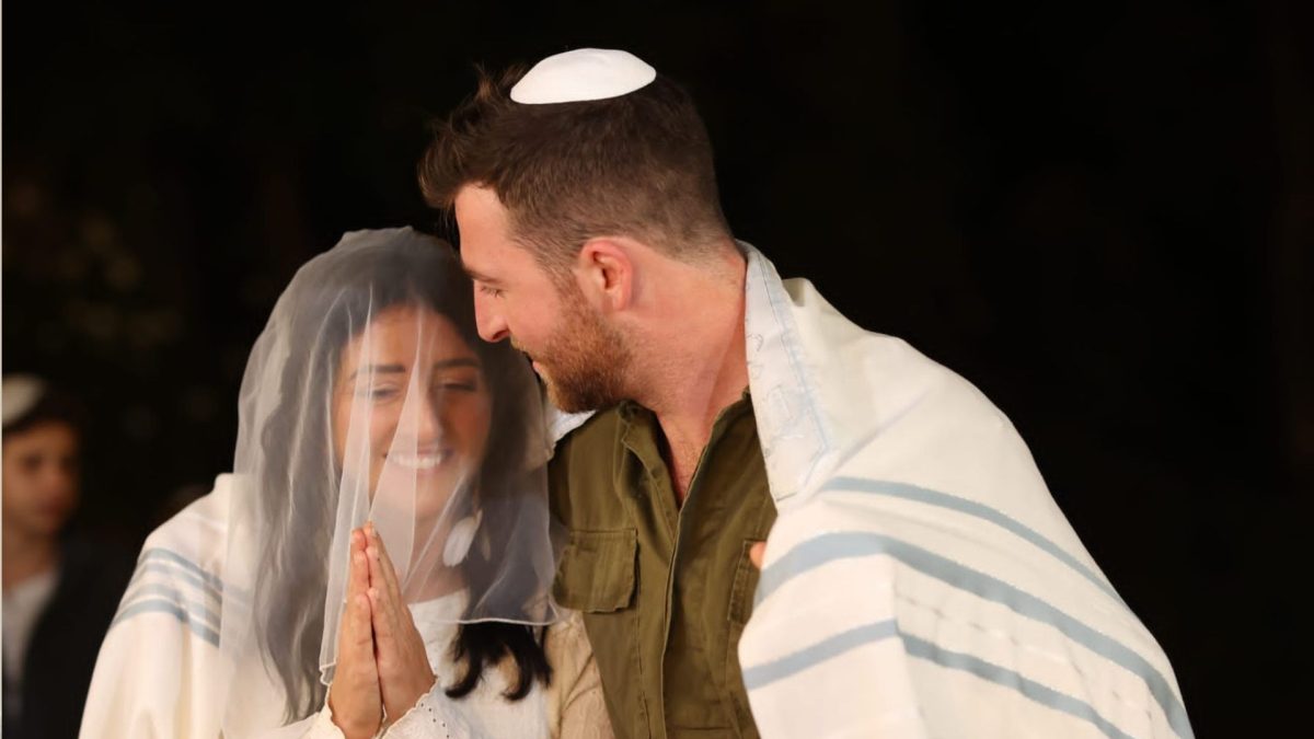 Scenes from the wedding of Jake and Morgan in Israel. Jake, the son of Rabbi Yonason Goldson of St. Louis, is serving in the Israel Defense Forces.