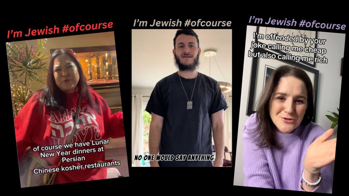 From left, Amy Albertson, Menachem Silverstein and Jodi Innerfield are among the Jewish content creators using the #ofcourse social media trend to tackle antisemitism. Courtesy of Amy Albertson, Menachem Silverstein, Jodi Innerfield.