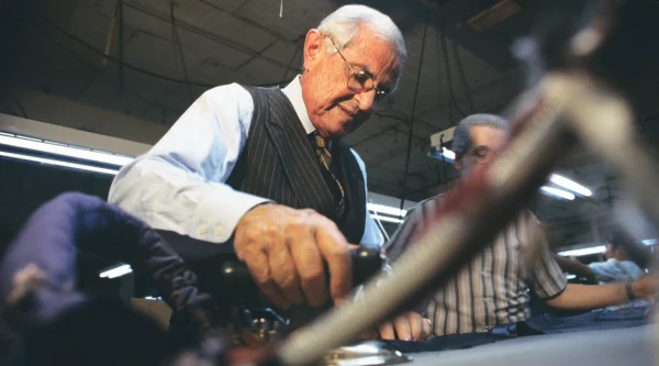 Martin Greenfield, tailor for Bill Clinton and Colin Powell, in his Brooklyn shop. (Photo by mark peterson/Corbis via Getty Images)