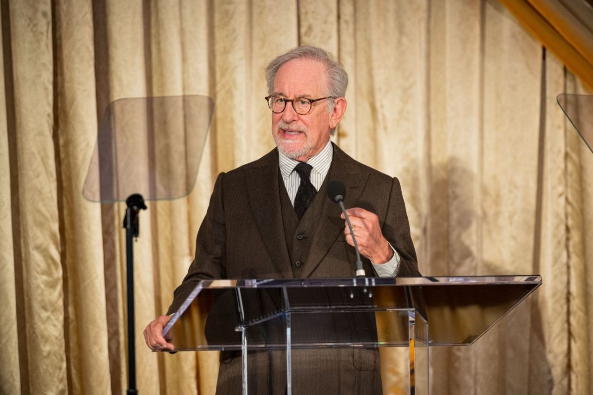Steven Spielberg speaks at a ceremony at the University of Southern California, March 25, 2024, in Los Angeles. (USC/Sean Dube)