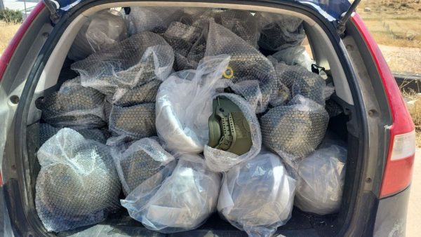 Part of a delivery of tactical helmets to the Israeli army’s Golani Brigade, which were donated earlier this week in memory of Tomer Grinberg, a soldier killed in combat in December. 