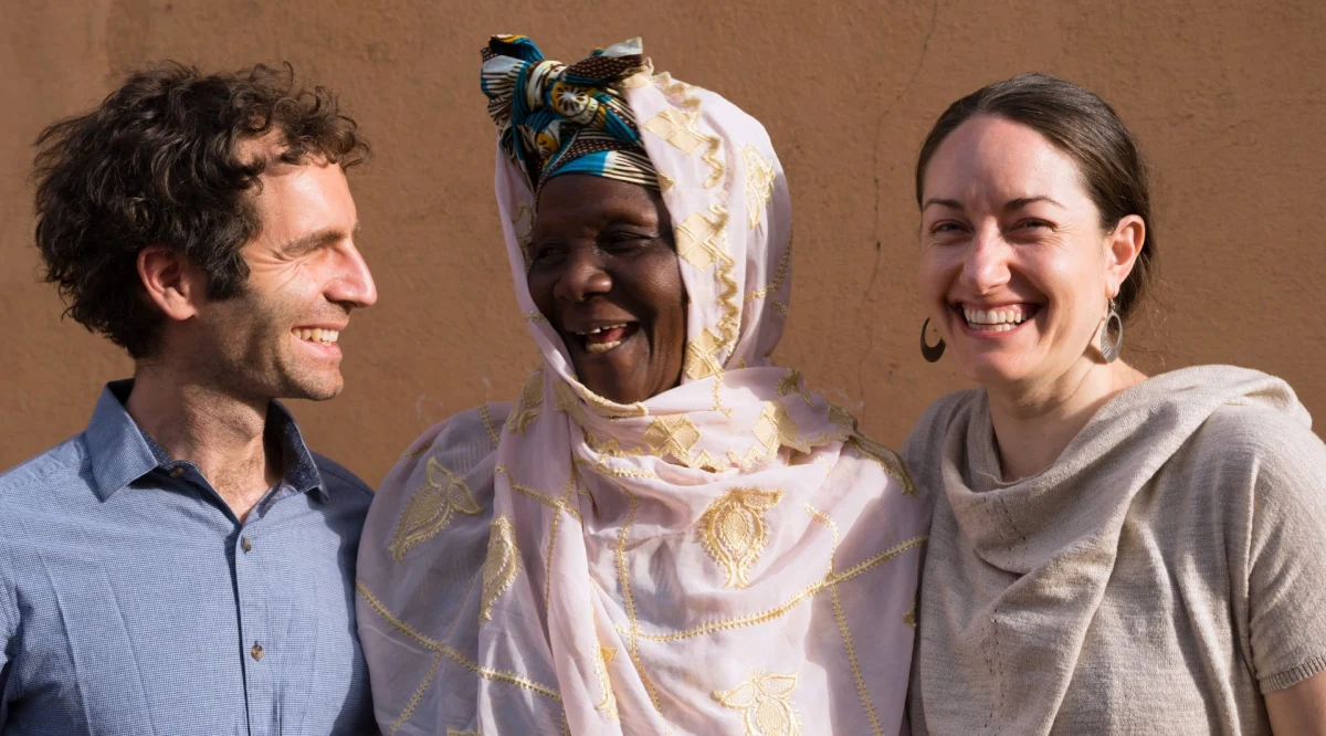 Muso cofounders Ari Johnson and Jessica Beckerman teamed up with retired Malian nurse Nana Niaré, center, in 2008 to begin offering free early-stage and preventative healthcare to Malians in places of extreme poverty. (Courtesy of Muso)