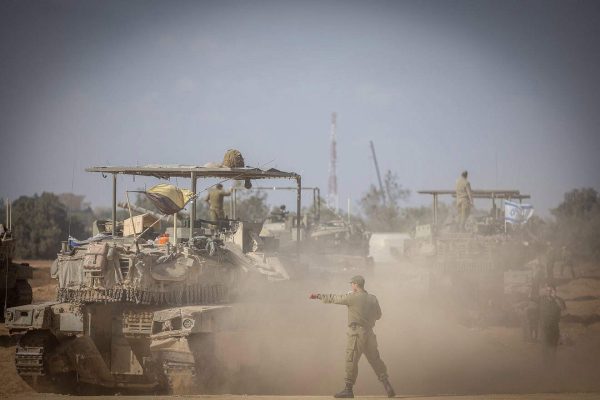 IDF troops at a staging area near the Israel-Gaza border, April 30, 2024. Photo by Chaim Goldberg/Flash90.