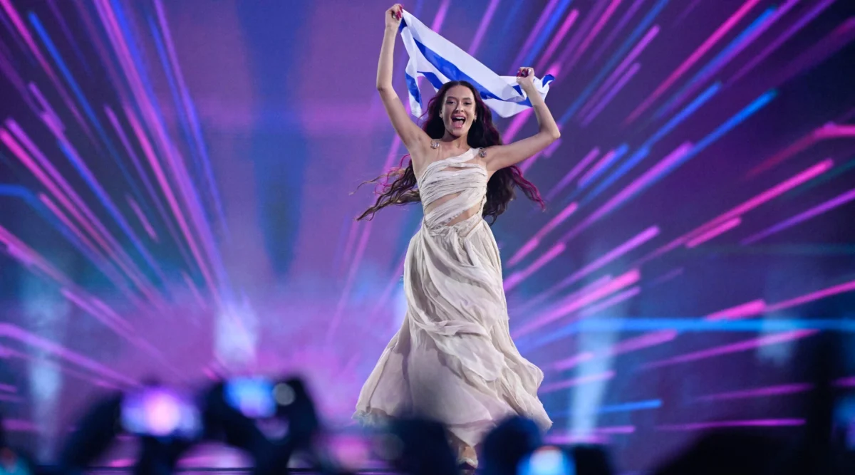 Israeli singer Eden Golan, representing Israel with the song Hurricane, performs during the final of the 68th Eurovision Song Contest on May 11, 2024 at the Malmo Arena in Malmo, Sweden. (Jessica Gow / TT/ TT News Agency/AFP via Getty Images)