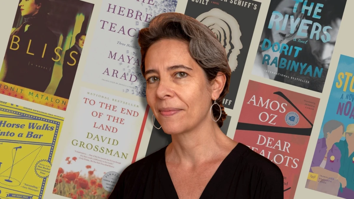 Jessica Cohen has translated more than 30 books and dozens of shorter works by some of the most renowned Israeli writers. (Graphic: Andrew Esensten; Photo: Soona)