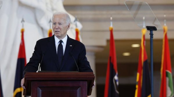 U.S. President Joe Biden speaks during the U.S. Holocaust Memorial Museums Annual Days of Remembrance ceremony at the U.S. Capitol, May 07, 2024. (Anna Moneymaker/Getty Images)