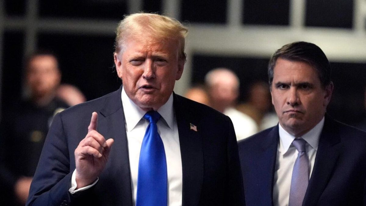 Former U.S. President Donald Trump speaks to the media after leaving court following his hush money trial at Manhattan Criminal Court on May 30, 2024, in New York City. (Seth Wenig-Pool/Getty Images)