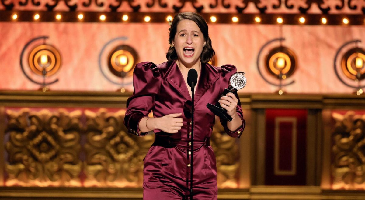 Shaina Taub accepts the Best Original Score award for Suffs onstage during The 77th Annual Tony Awards at David H. Koch Theater at Lincoln Center, June 16, 2024 in New York City.  (Theo Wargo/Getty Images for Tony Awards Productions)