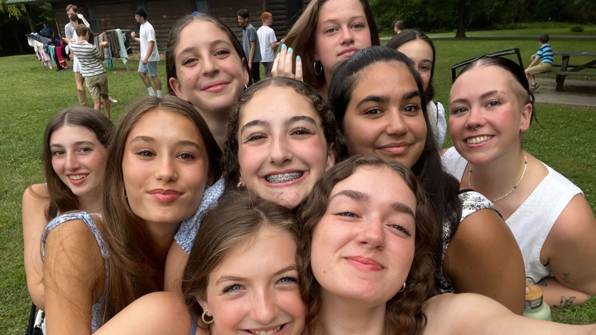 Or Garti takes a selfie with her campers at Camp Ben Frankel. 


