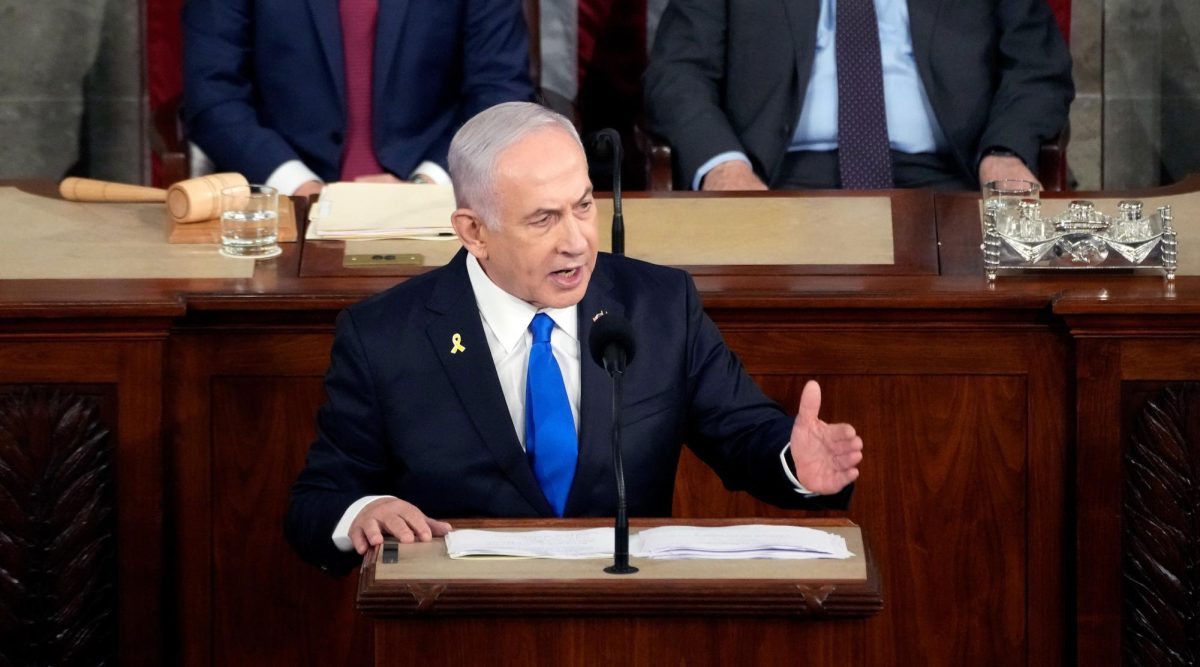 Israeli Prime Minister Benjamin Netanyahu addresses a joint meeting of Congress on July 24, 2024. (Kent Nishimura/Getty Images)
